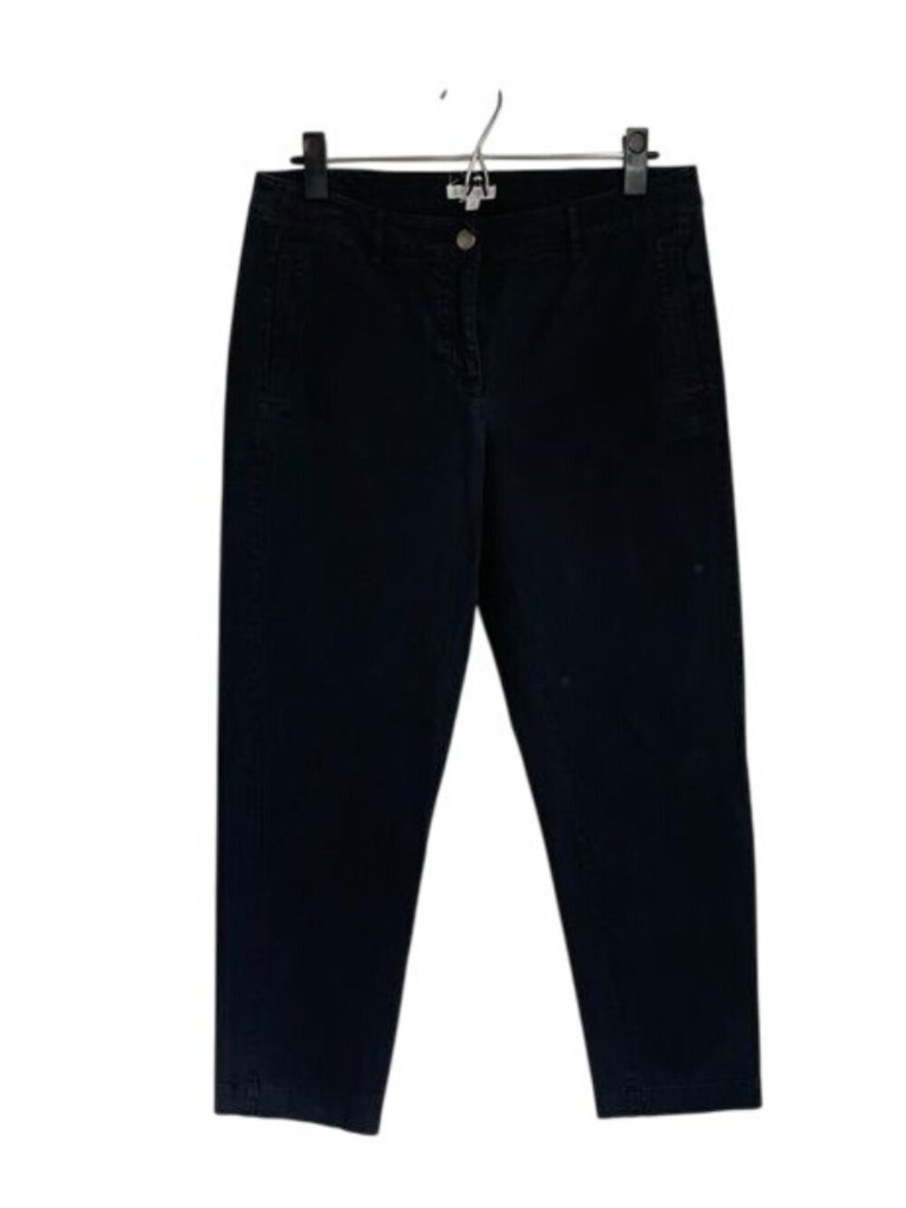 EILEEN FISHER Stretch Cotton Slim Ankle Pant in Graphite Black - S